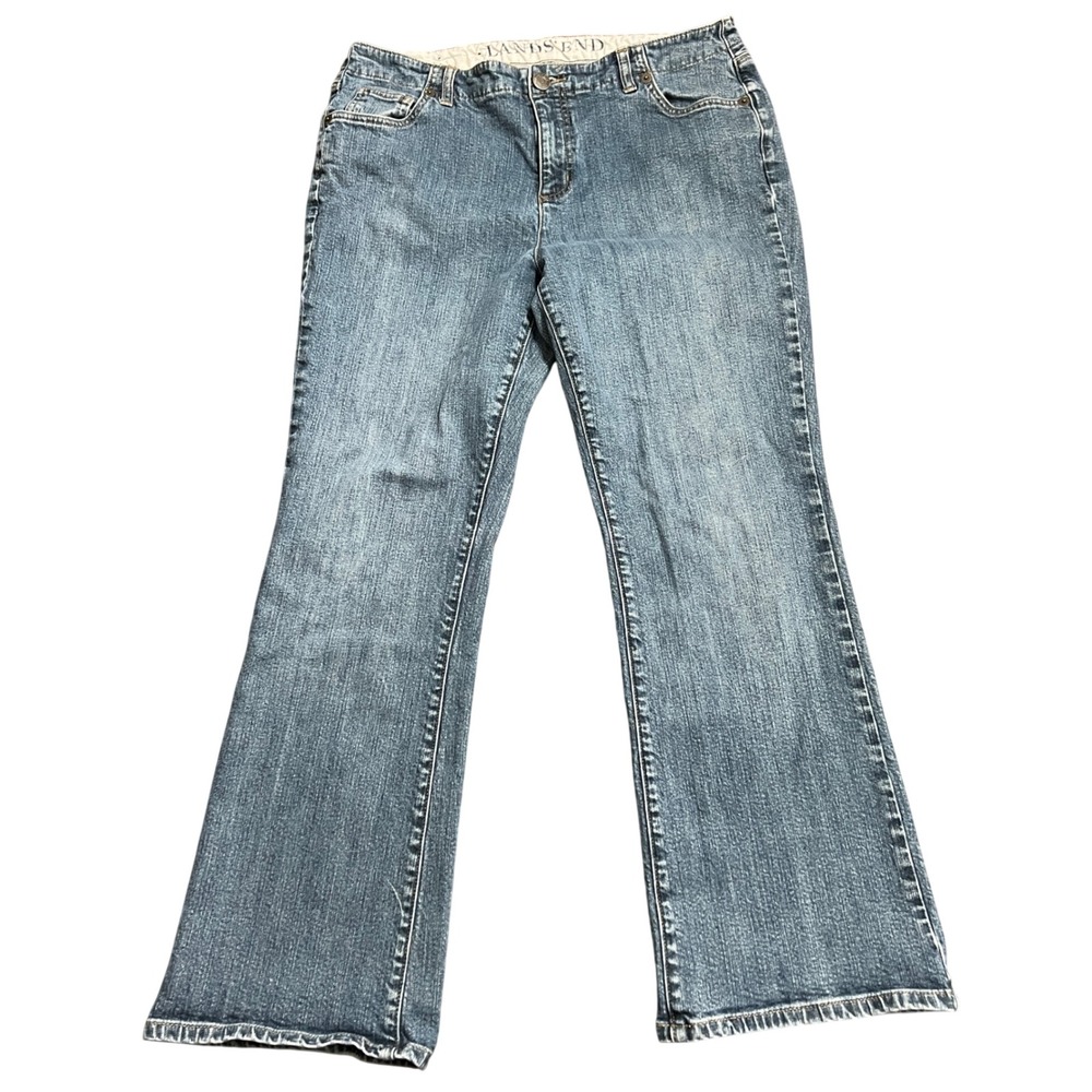 Lands End Womens Classic Waist‎ Boot Leg Jeans Blue Denim Size 16